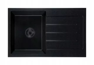 Jednokomorový žulový kuchynský drez s odkvapkávačom BRADO ROXY - čierny kvapkajúci